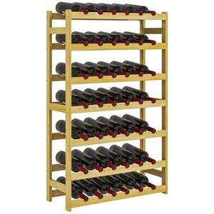 HOMCOM Estante para Vinos de Madera Independiente 42 Porta Botellas, Natural - Imagen 1 de 12