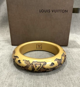 Louis Vuitton Wooden Gold & Brown Colored Women's Bangle Bracelet - Picture 1 of 6