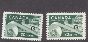 Canada: #O45 O45a 20c Paper Industry Reg. & Flying 'G' Official O/P Set (x2) MNH - Picture 1 of 1