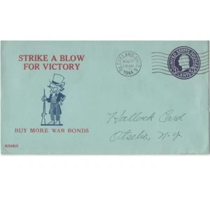 Aug. 15, 1944 "Strike A Blow For Victory" WW2 Patriotic Cover - Picture 1 of 1
