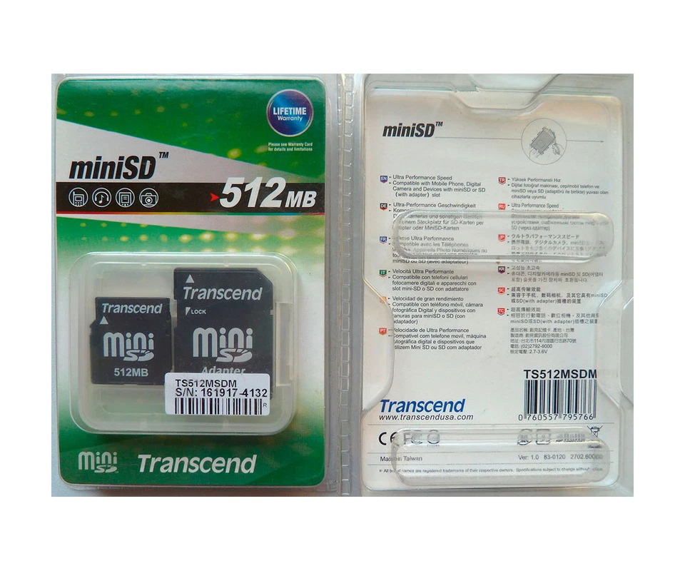 TARJETA MEMORIA MINI SD 512 MEGABYTES TRANSCEND - Immagine 1 di 1