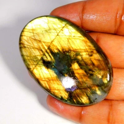 100% Natural Dorado LABRADORITA Cabujón Ovalado 64x41x06MM Gemas Sueltas 164.... - Imagen 1 de 3