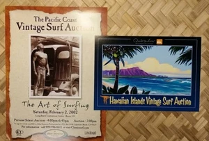 Vintage Surf Auction Postcard & Poster Wood Surfboard Trophy Noll Velzy Lopez - Picture 1 of 1