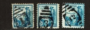 1933 U.S. CLASSIC 5c KOSCIUSZKO Lot of 3 Sc#734 Shoeprint Numeral Cancels!! - Picture 1 of 1