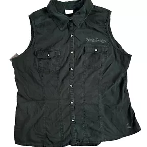 Chaleco Harley Davidson negro sin mangas para mujer talla 2XL logotipo bordado - Imagen 1 de 10