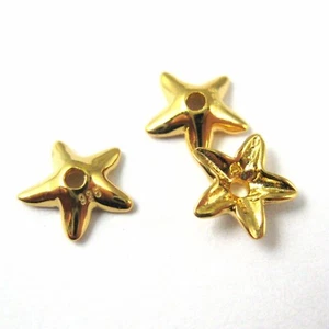 Hallazgos de oro sobre plata esterlina - Tapas de cuentas de vermeil - Tapas de cuentas de flores de estrella - 5 piezas - Imagen 1 de 4