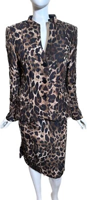 Traje Falda Lafayette 148 Estampado Animal Audaz Feroz Elegante Moda Marrón Negro Talla 6 Foto 1 de 4