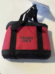 Trader Joe's Red Micro Tote & Black Straps, Red Reusable Grocery Bag Inside, NEW - Picture 1 of 9