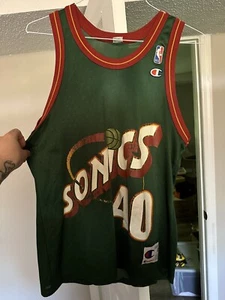 Vintage Seattle Supersonics Shawn Kemp Champion Jersey 40 Lil Ugly Mane Rap 90s - Picture 1 of 3