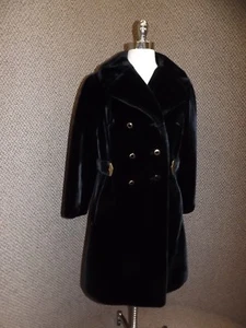 USA Made Vtg Gorgeous Jet Black Plush Borgaza Faux Fur Princess Cut Coat M/L - Picture 1 of 8