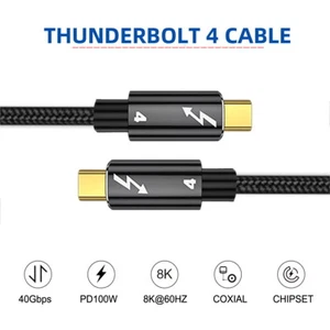 Thunderbolt3 USB-C to C USB4 Cable 40Gbps with 100W 8K@60Hz USB4.0 Length 80cm - Picture 1 of 6