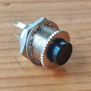 New Switchcraft 913X Pushbutton Switch 3 Lug Black Front Mounted Kill Switch - Picture 1 of 5