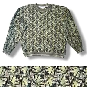 Vintage Jhane Barnes Pullover Dad Sweater OpticalArt Lightweight Cotton Japan XL - Picture 1 of 11