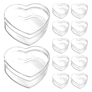 Hemoton 12 Pack Clear Acrylic Plastic Small Heart-shaped Box with Lid, Storag... - Picture 1 of 9