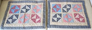 2x Sunham Standard Patchwork Quilted "Broken Dishes" Cotton Pillow Shams - Picture 1 of 6