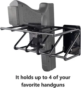 Gun Rack Wall Mount, 4 Slots Pistol Rack Fits Pistols, Gun Wall Mount for Glock - Picture 1 of 6