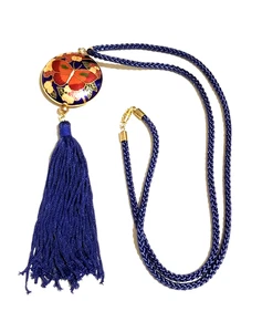 Collana Vintage Audace Grossa Lunga Farfalla Colorata Cloisonné Ciondolo** - Foto 1 di 5