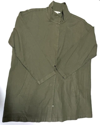 Chaqueta Eileen Fisher Mujer Botón a Presión Talla L Verde Oliva Preppy Negocios Foto 1 de 4