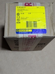 New In Box Square D 15A 3-pole 277-480v Breaker EJB34015 New - Picture 1 of 2