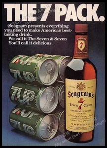 Seagram's 7 70er Jahre Print Reklame 1977 7 UP Seven & Seven - Bild 1 von 1