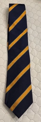 Corbata Paul Stuart Azul Marino Naranja Repp Rayas Seda Grosgrain 3.25” X 59” Inglaterra Foto 1 de 4