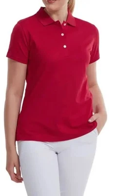 Polo de golf Footjoy para mujer rojo rendimiento manga corta preppy atletismo S Foto 1 de 4