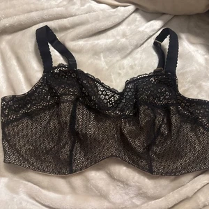 CACIQUE Seriously Sexy 42DDD French Balconette Black Lace Overlay Ivory Adj. - Bild 1 von 19