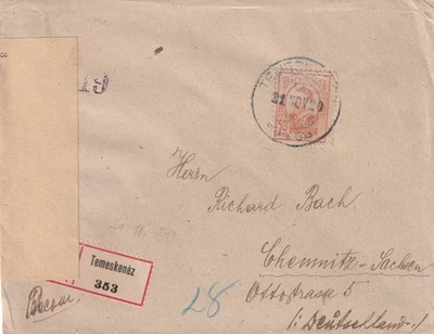 RUMANÍA - 1920 REG PORTADA A ALEMANIA TEMESKENEZ TIMIS CENSURADA Foto 1 de 2