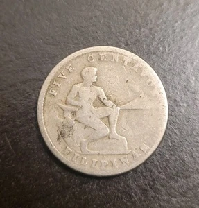 1930 USA Philippines 5 Centavos Coin, Copper-Nickel, 19mm - Picture 1 of 2