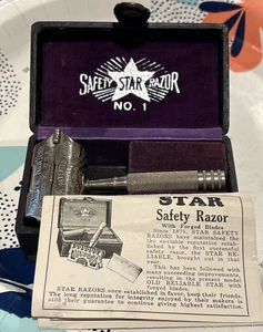 1900's Kampfe Bros Star Lather Catcher Vintage Single Edge Safety Razor No 1 - Picture 1 of 12
