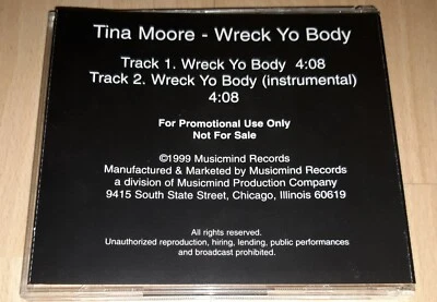 TINA MOORE - Wreck Yo Body - US PROMO CD Single R&B Rnb CHANTE MOORE, MONA LISA - Bild 1 von 3