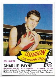 1966 Scanlens (61) Charlie PAYNE Essendon Near Mint/Mint - Picture 1 of 2