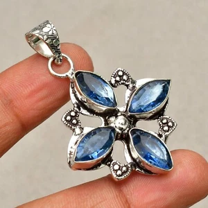 Colgante de joyería hecha a mano de plata de ley 925 con piedras preciosas de tanzanita 1,77" - Imagen 1 de 8