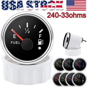52mm Gas Fuel Level Gauge 7 Color LED Oil Tank Meter 240-33ohm for Boat Car US - Picture 1 of 19