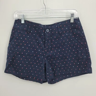 Шорты женские Columbia 6 синие в горошек плоские спереди бермудские повседневные - Изображение 1 из 4