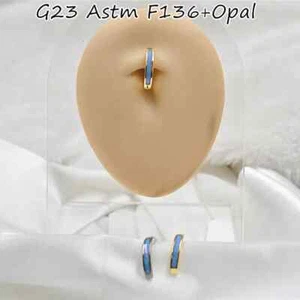 10PCS 14G G23 Titanium Astm F136 Opal Navel Belly Button Barbells Piercing Rings - Picture 1 of 13