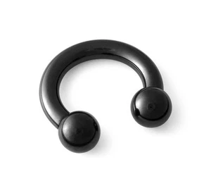316L Black PVD Coated Surgical Steel Circular Barbell Horseshoe 6g 6 gauge - Picture 1 of 1