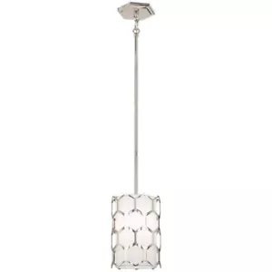 George Kovacs P1891-613 Mini-Pendant Light Polished Nickel w/ White Linen Shade - Picture 1 of 5