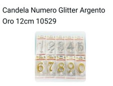 Candela Numero 1 Argento Glitter cm. 10