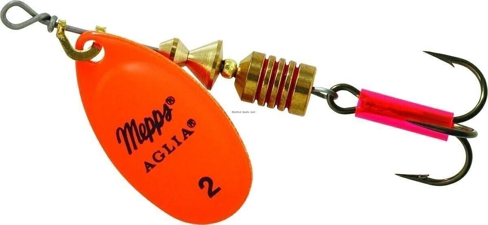 Mepps Aglia Spinner Treble Hook Hot Orange 1/6 Oz B2 HO