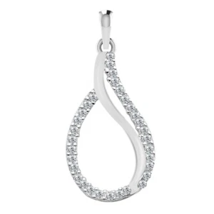 14KT White Gold 0.06Ct 100% Natural IGI Certified White Diamond Women's Pendant - Picture 1 of 4