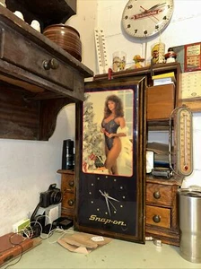 NEW Vintage Snap-On Tools Pinup Girl Clock By Jebco (23" x 11") - Picture 1 of 3