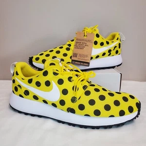 Nike Roshe Golf Next Nature Polka Dot Yellow Black Mens 12 Womens 14 FD2599-700 - Picture 1 of 8
