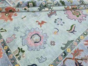 Grey area rug Oushak contemporary floral HandKnotted Rug Home decor rug hall rug - Picture 1 of 9