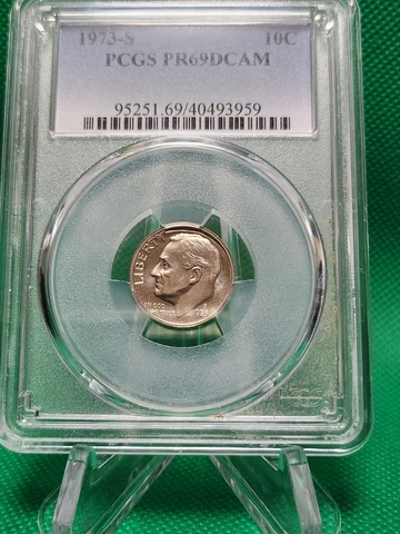 1973 S 10C Roosevelt Dime  PCGS PR69DCAM Cover