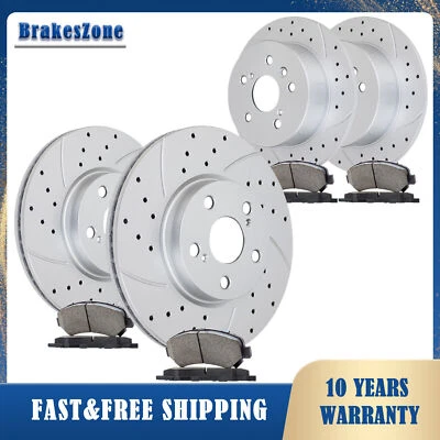 Kit de pastillas de rotores de freno delanteros y traseros para Lexus ES350 2007-2012 perforadas ranuradas Foto 1 de 4