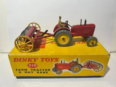 Dinky Toys 310 Farm Tractor and Hay Rake, Original, Vintage, Rare, Boxed - Image 1 of 4