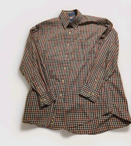 Cambridge Classic 100% Cotton Plaid Button Front Long Sleeve Shirt Size 16 32/33 - Picture 1 of 4