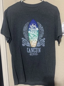 Cancun Mexico Men's M Graphic T Shirt Gray Tropical Cruise Vacation Destination - Picture 1 of 5