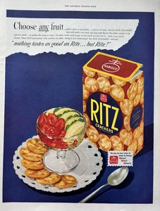 1949 Nabisco Ritz Crackers Fruit Cup Sing Golden Flavored Food VTG Print Ad - Picture 1 of 1